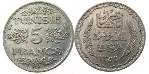 Tunesien Franz. - Tunesia Fr. Occup. - 1936 - 5 Francs  ss-vz