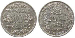 Tunesien Franz. - Tunesia Fr. Occup. - 1934 - 10 Francs  vz+