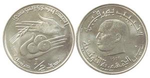 Tunesien - Tunesia - 1976 - 1/2 Dinar  vz-unc