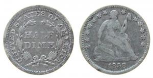 USA - 1858 - 1/2 Dime  fast ss