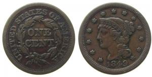 USA - 1849 - 1 Cent  ss+