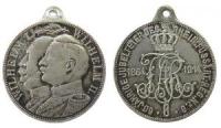 Wilhelm I + Wilhelm II - auf die 50. jähr. Jubelfeier - 1914 - tragbare Medaille  vz