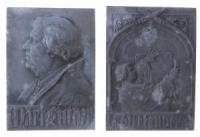 Luther Martin (1483-1546) - auf die Anbringung der Thesen am Portal der Schloßkirche - 1917 o.J. - Plakette  vz