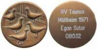 Brieftaubenrennen - Egon Sutor - 1971 Müllheim - RV Taunus - 1971 - Medaille  vz