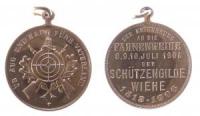 Wiehe - Erinnerung an die Fahnenweihe der Schützengilde - 1906 - tragbare Medaille  vz-stgl