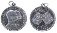 Wilhelm II. (1888-1918) und Franz Joseph I. - Einigkeit macht stark - 1914 - tragbare Medaille  vz-stgl