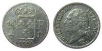 Frankreich - France - 1824 - 1/4 Franc  fast ss