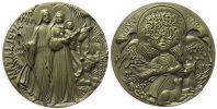 Heilige Maria und Josef neben Esel und Kuh - 1974 - Medaille  gußfrisch