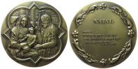 Heilige Maria und Josef mit dem Jesuskind vor Stadtsilhouette - 1979 - Medaille  gußfrisch